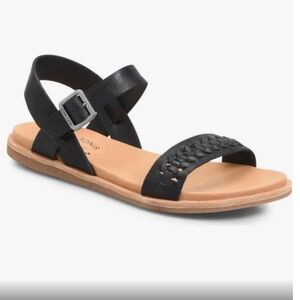 KORK-EASE Size 8 Leather Sandal in black with woven braid detail